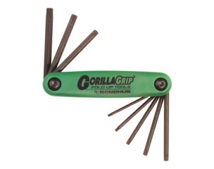 BONDHUS - GORILLA-GRIP - Schraubenzieher-Klapphalter TORX 8-Schlüsselgrößen: T6/T7/T8/T9/T15/T20/T25