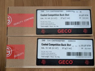 2x Karton (500 Patronen) GECO Coated Competition Buck Shot 27g