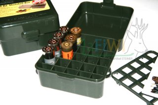 25er Patronenbox - Kal. .12 / .16 / .20, Munitionsbox, MTM - Schrot / Slugs / FLG / Brenneke GRÜN