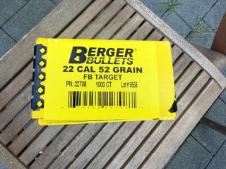 Berger Geschosse .223 Rem FB Target Kaliber 22 52 grain Artikel-Nr. 22708