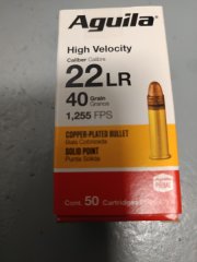 1000 .22 lr. Aguila - High Velocity Copper Plated Solid Point 40 grs