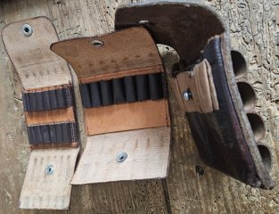 3x Patronen Etui / Munitionstasche Leder Vintage
