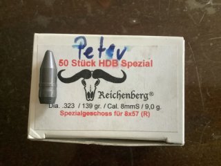 50 Reichenberger Geschosse HDB Spezial .323 139 grain