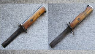 Norwegisches Krag Jörgensen Bajonett Seitengewehr M.1894 mit WaA-Abnahme Wehrmacht Kongsberg gebroch