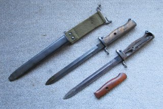 Norwegische Krag Jörgensen Bajonette Seitengewehr M.1894 Wehrmacht Kongsberg mit Koppelschuh frühe M