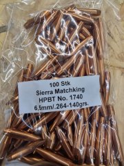 6,5mm-.264/140 grs #1740# Sierra HPBT Geschosse 100 stk