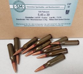 5,45x39 russ. Surplus Munition, Stahlhülse 500 Stk.