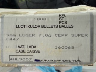Lapuar CEPP Geschosse Bullets 9mm Luger 7,8gr 120grain Fangschuss Sicherheitsdienste Police