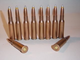 7,62x54R Nagant gelb/silberne Geschoßspitze, original Militär Dekopatr. Munition