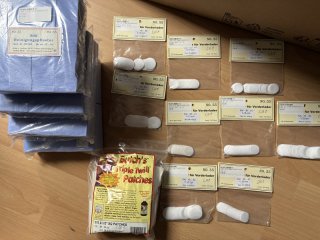 Konvolut an Patches und Reinigungspflaster für Vorderlader