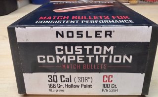 Nosler Custom Competition Geschosse .308 - 168 grain HPBT - 1.000 Stück