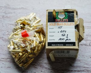 LOS Messing - Solid Brass - .224 - 52 Grain 95 Stück
