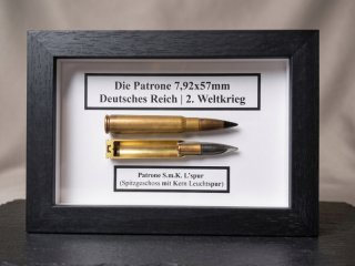PATRONE 7,92x57 SmK Lspur rot wk2 k98 mg42 Wehrmacht Schaukasten MUNITIONSDISPLAY geschenk TRACER