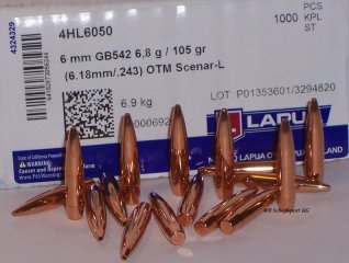 100St. LAPUA Geschosse 6mm(.243Dia.) - 105 - OTM SCENAR-L - #GB542