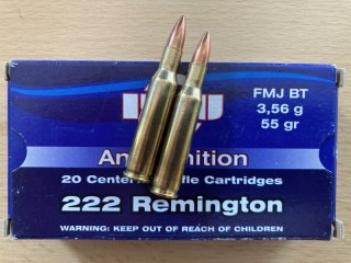 Patronen PPU .222 Remington FMJ BT 3,56 g - 55 gr