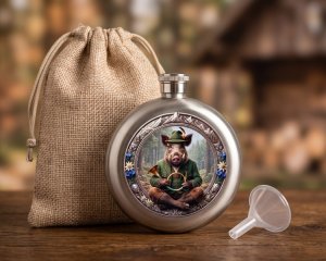 Edelstahl-Taschenflachmann „Der keckste Keiler“ – Exklusives Design