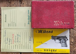 Rarität: Original Box & Pariser Beschuss-Zertifikat für Unique Mikros Pistole 6,35mm (Kettner Köln)