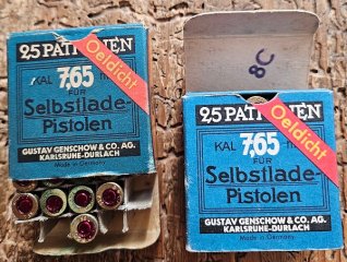 Sammlermunition: 2x 25er Schachtel GECO 7,65mm Browning „Oeldicht“ Karlsruhe-Durlach