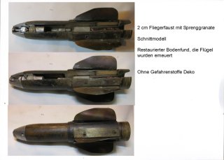 2 cm Fliegerfaust,,, Schnittmodell Deko