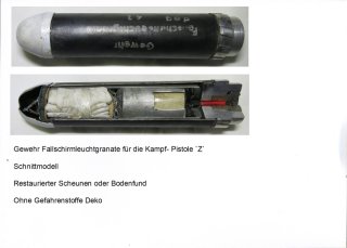 Gewehr Fallschirmleuchtgranate für die Kampfpistole `Z`,,, Schnittmodell... Deko