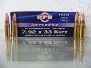 7,92x33(8x33)/124grs FMJBT PPU 20 Stk. A-424