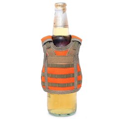 Mini Schutzweste für Bierflasche / Weinflasche / Thermosflasche - Orangerot
