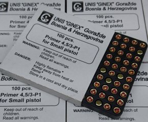 1.000 Stück GINEX Zündhütchen Small Pistol Zünder SP 4,5/3-P1 S.P. ä Federal #100 CCI #500 Geco 4152
