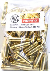 100 Stück NEUE RWS Hülsen .308 Win. mit NORMA Bodenstempel made in Germany FÜRTH RUAG 100er Tüte NEU