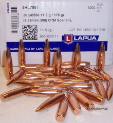 100St. LAPUA Geschosse .30(.308Dia.) - 175 - OTM SCENAR-L - #GB550