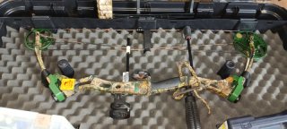 Bear Lights Out Compoundbogen Komplettset – Camo mit grünen Cams