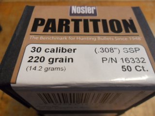 72 Stück Geschosse NOSLER Partition .30 14,2 g 220 grs 16332 .308