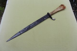GRABENDOLCH ??HIRSCHFÄNGER ?? MESSER mit BEINGRIFF URALT HANDARBEIT SELTEN