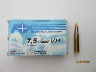7,5 x 55 Swiss Patronen Vollmantel