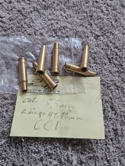 6x Ladehülsen / Übungshülsen für LEP Western-Revolver (z.B. SAA), Kal. 5,5