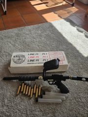 Rarität für Sammler: Vintage Paintball Markierer "Line Pi PI-1" (Thunder Pig) in OVP