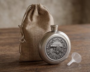 Edelstahl-Taschenflachmann „Historische Böllerkanone“ – Exklusives Design