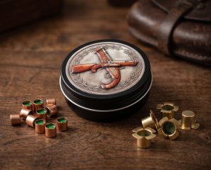 Böllerdose / Zündhütchendose – Schwarz - Böllerschützen in Antik-Medallion-Optik