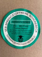 Historische DDR-Knallpatronen VEB Schönebeck Kaliber .380 / 9 mm