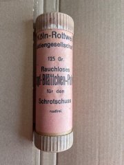 Historisches Pulverröhrchen aus der ersten Hälfte der 1920er-Jahre