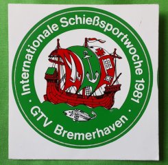 Aufkleber der Internationalen Schießsportwoche 1981 in Bremerhaven