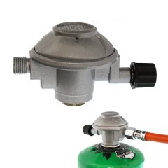 Kartuschenregler für Druckdosen mit Schraubgewinde 450g-500g ( 30 mbar ) mit 1/4 Zoll Schraubgewinde