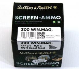 40 Sch. S&B .300 Win. MAG. 8,0g 124gr SCREEN AMMO BLEIFREI Übungspatronen Schießkino Munition NEU