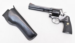 SMITH & WESSON Revolver Mod. 586 mit 6" Lauf Kal .357 Magnum Pachmayr Griff & Foster Lederholster