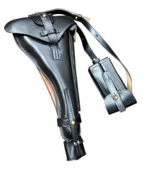 REPRO Artillerie Luger P08 Set schwarz Holster Magazintasche Putzstock Anschlagschaft und Beriemung