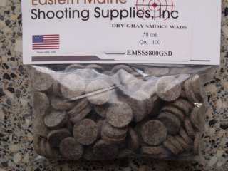Verdämmpfropfen / Wool Wads cal. .58 von "Eastern Maine"