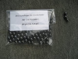 Bleirundkugeln für Vorderlader, Kal. .38