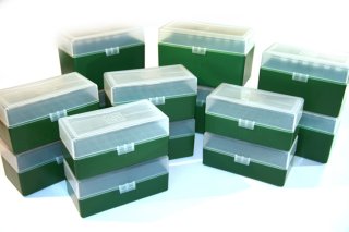 50er Patronenbox Munitionsbox m. Scharnier MEGALINE | P6MM für 50 Patronen PPC .220 Rus. BR 7,62x39