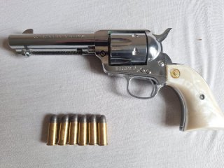 Colt SAA .45 Peacemaker - seltener Westernrevolver - Deko - Nickel Finish