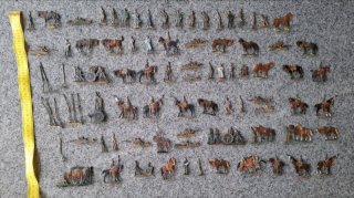Flache Zinnfiguren 30mm Bemalt WK1 Kaiserreich Artillerie & Kavallerie (Großes Konvolut)