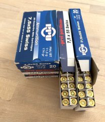 100 Hülsen Kal. 7,5 x 55 Swiss von PPU zum Wiederladen